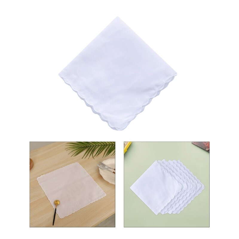 Pañuelos de algodón de 30x30cm para hombres y mujeres, pañuelos blancos sólidos, toalla cuadrada de bolsillo, pañuelos de Diy de