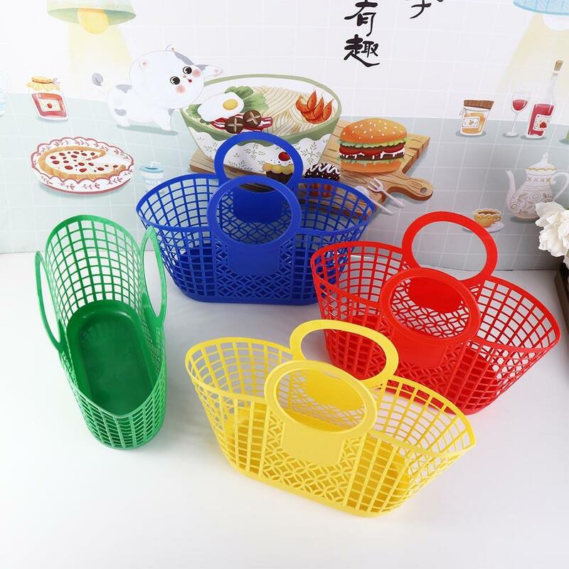 Plastic Portable Hollow Hanging Hand-Held Kitchen Bathroom Accessories Basket Storage Basket Toy Organizer