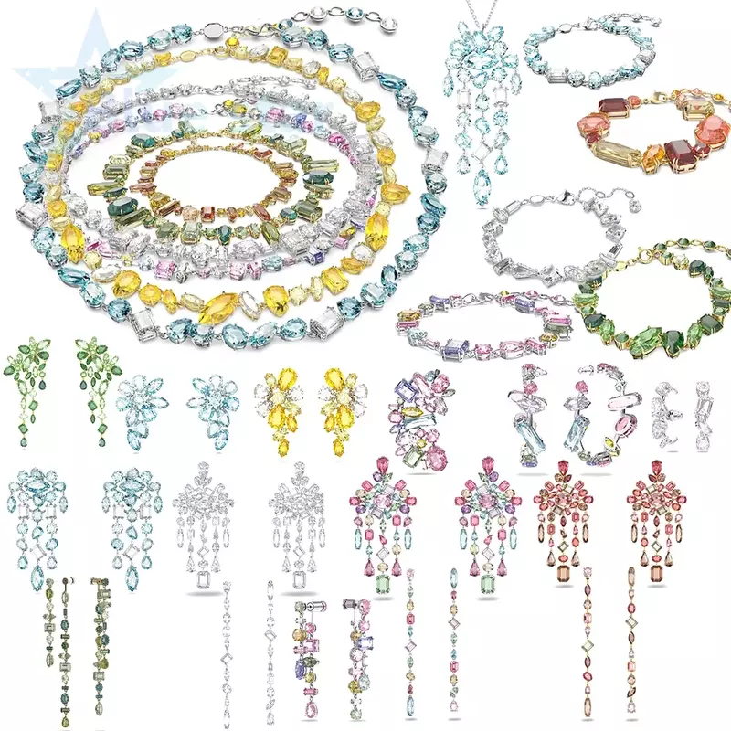 Новинка весны 2022 изысканные модные ювелирные изделия Gema набор из ожерелья и сережек с кристаллами женское украшение