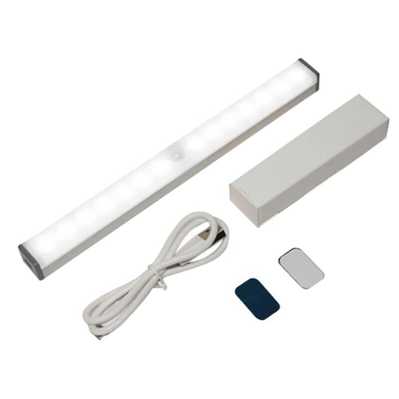 Luz LED nocturna con Sensor de movimiento, lámpara nocturna inalámbrica recargable por USB de 30Cm para armario de cocina y armario