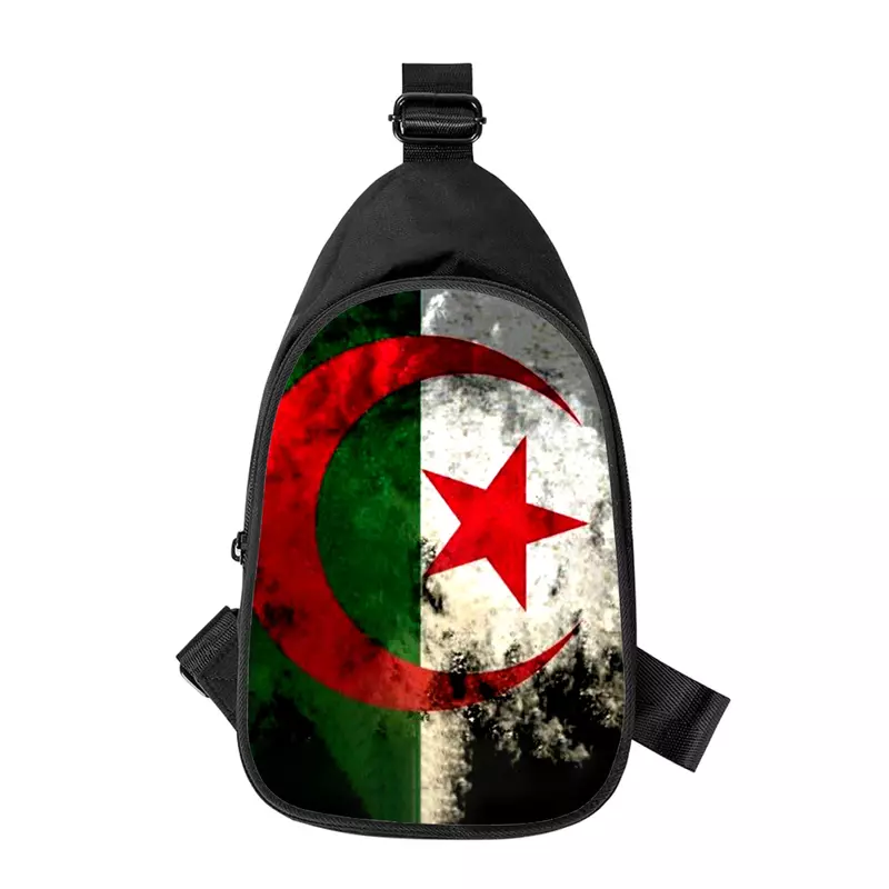 Bolsa de ombro bandeira argelina para homens e mulheres, impressão 3D, bolsa de peito cruzada, cintura masculina, marido, escola, diagonal, nova