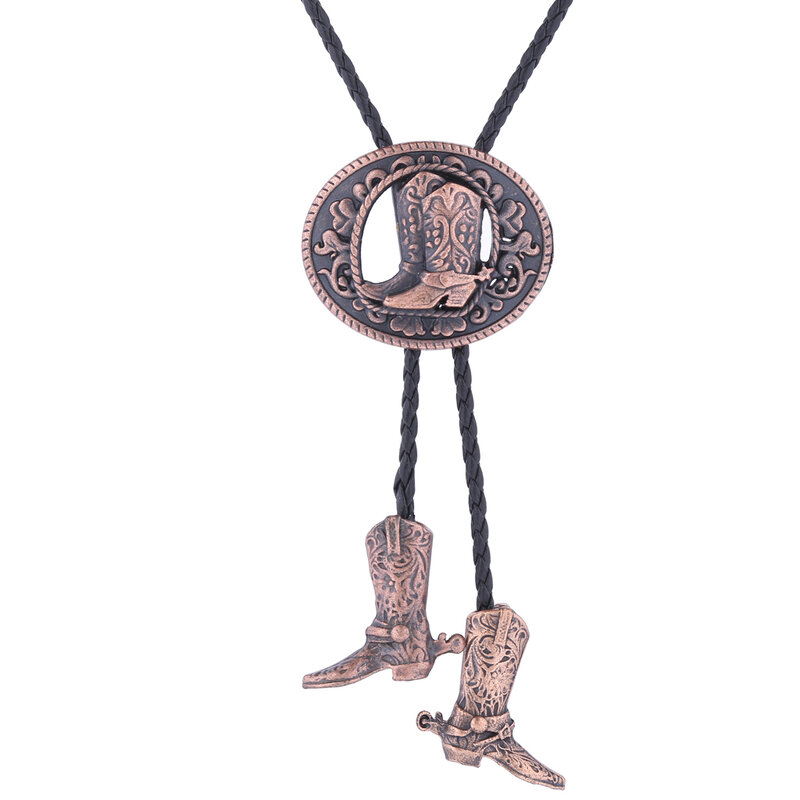 Botas de montar de plata antigua de bronce, patrón árabe occidental, corbata Bolo
