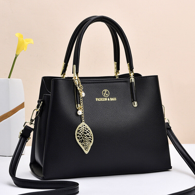 Fashion Solid Color With pearl chain One Shoulder Bag Portable Casual Large Capacity Cross-body Handbag For Women