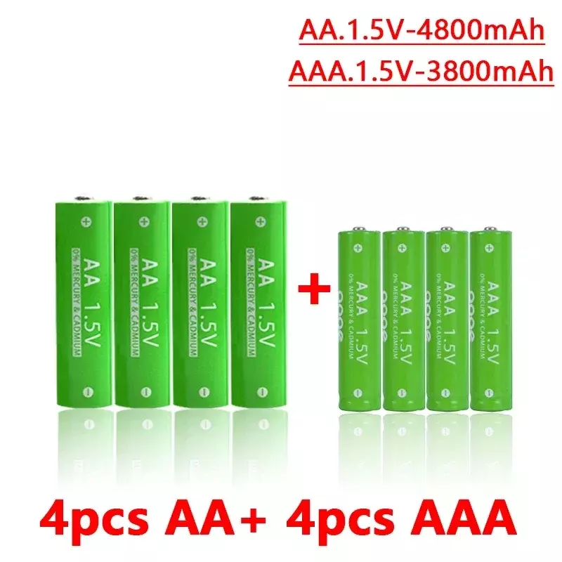 AA + AAA akumulator alkaliczny AA 1.5V 4800mAh/1.5V AAA 3800mah latarka zabawki zegarek odtwarzacz MP3 zastępują baterię Ni-Mh