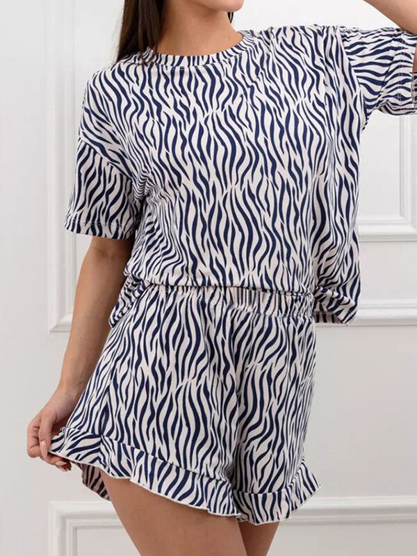 Женская ночная рубашка с коротким рукавом и принтом