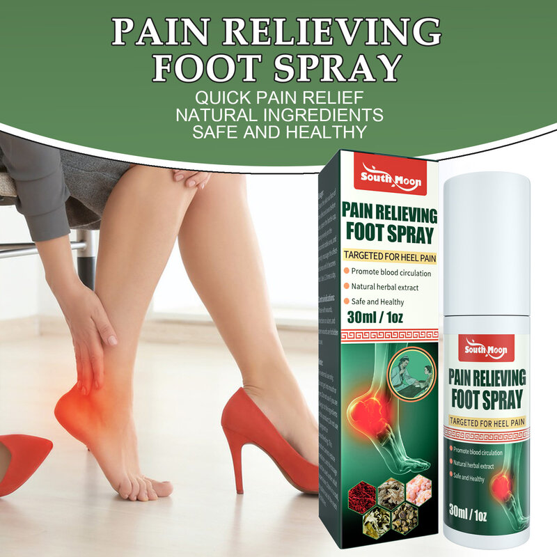 South Moon-espray para el dolor de talón, alivio rápido del dolor de los pies, tendinitis, fascitis, alivio del dolor de Aquiles, tratamiento para el talón