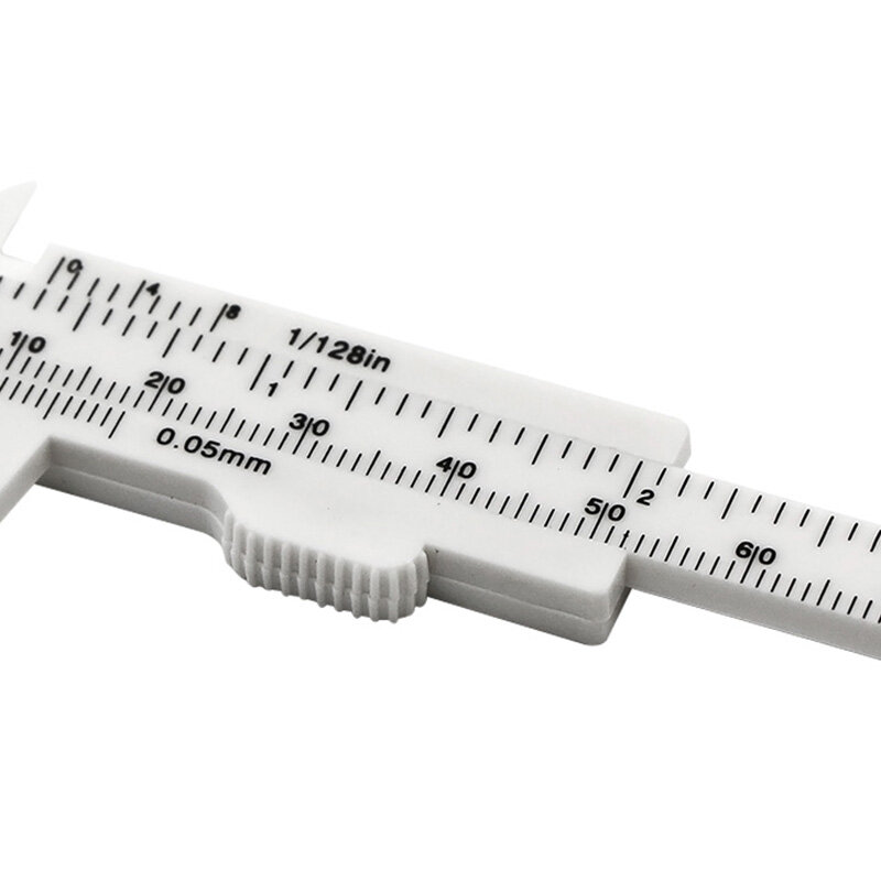 Regra dupla escala plástico Vernier pinça, Student Dial Gauge, micrômetro, régua de medição, diâmetro interno, medidor de profundidade, 0-80mm, 1pc
