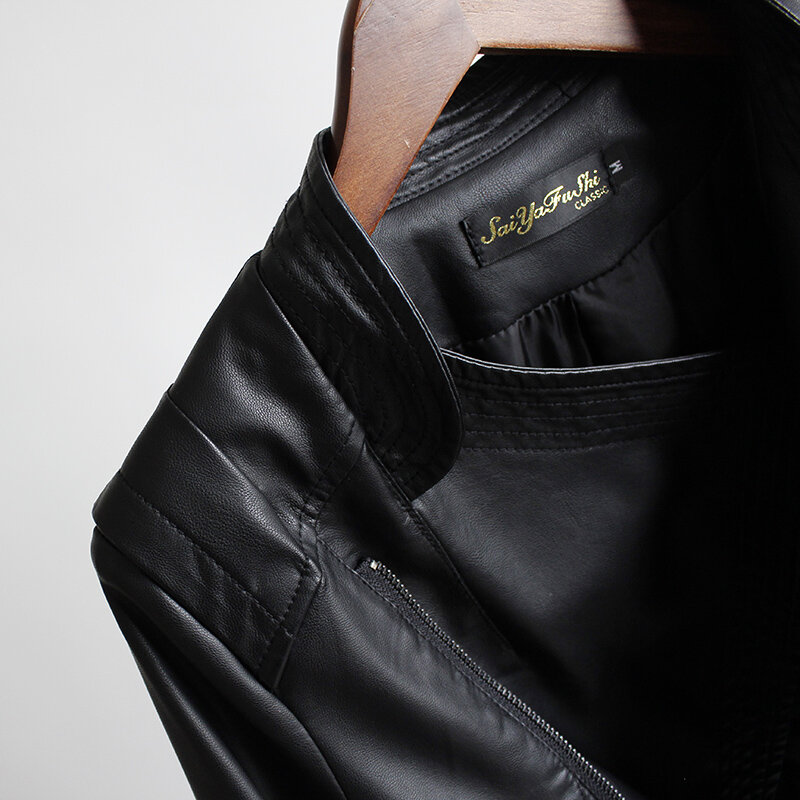 Демисезонная женская кожаная куртка, новинка 2023, одежда, приталенная мотоциклетная куртка из искусственной кожи, женская короткая модная верхняя одежда на молнии, пальто
