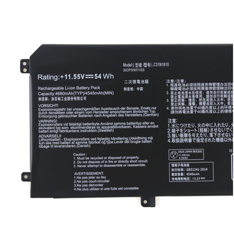 C31N1610-Batterie pour ordinateur portable, compatible avec les séries Bali ZenPleU3000C UX330CA UX330UA, 11.55V 54Wh 4680mAh, nouveauté
