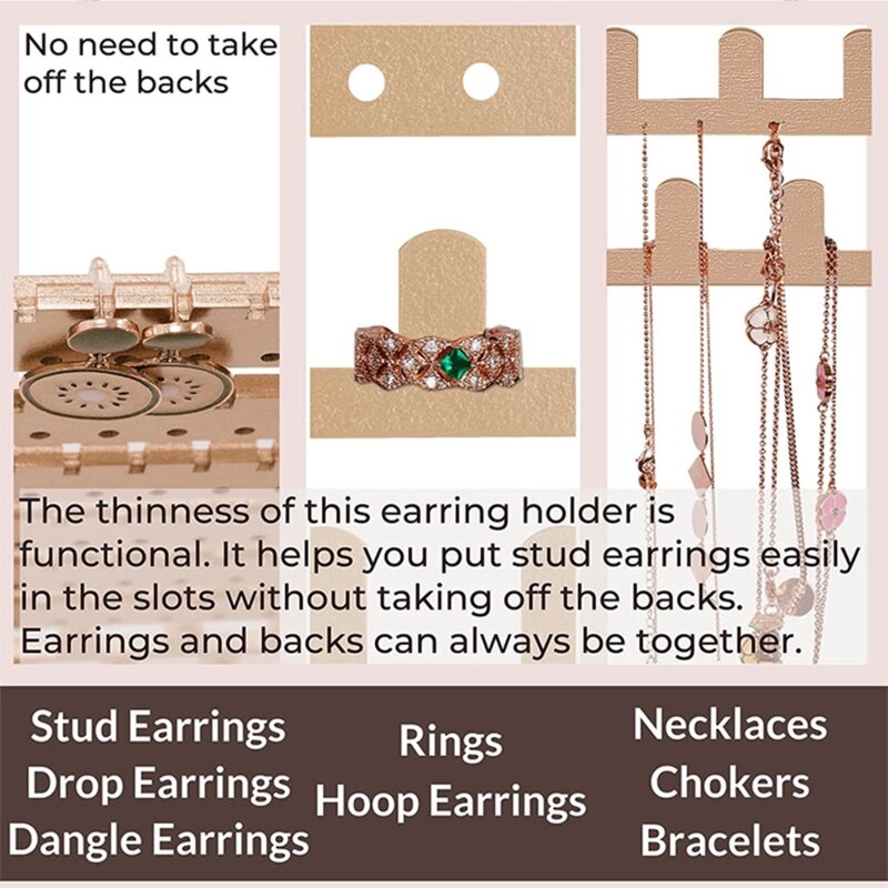 espositore per orecchini a parete con orecchini pendenti in legno per gioielli