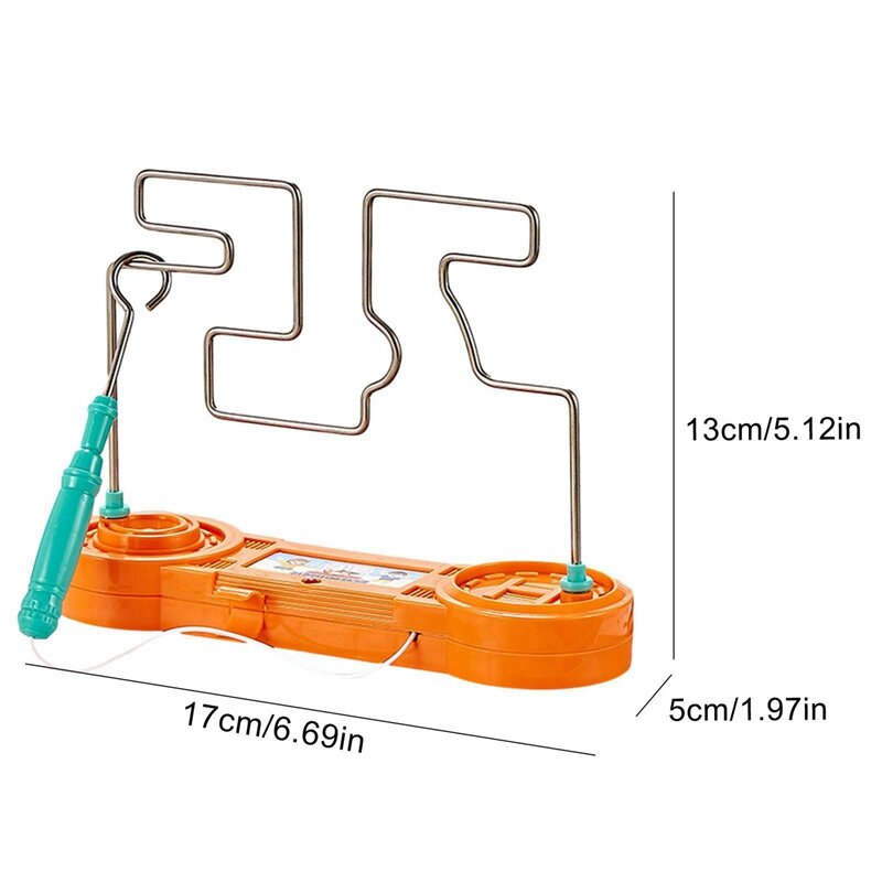 2X Bump Maze Toy Electric Dont Buzz The Wire Game Classic Tabletop Puzzle Game Retro Toys For Family Gathering, Orange