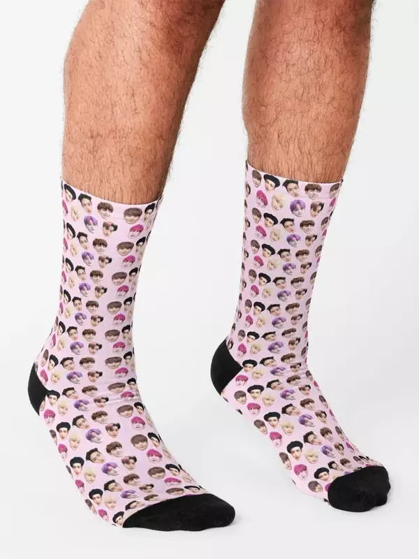 Caras ATEEZ Lote de calcetines de diseñador para hombre y mujer, medias de Navidad