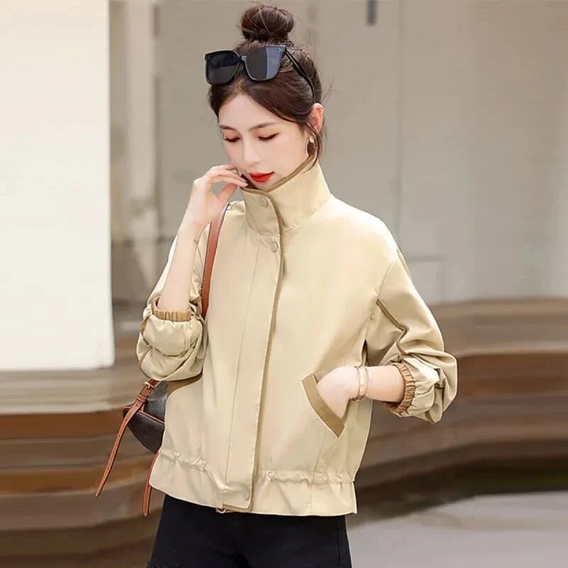 2024 wiosenna jesienna moda w kontrastowym kolorze damska krótka kurtka Sense koreańska wersja damska wszechstronna damski płaszcz rekreacyjna