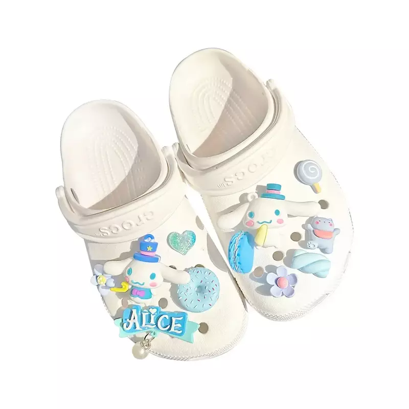 Sanrio-Juego de zapatos 3D Cinnamoroll, accesorios para zapatos, hebilla, animales de dibujos animados, decoración de zapatos, dijes, regalos para niños, 11 piezas/1set