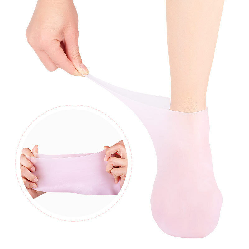 1 pasang silikon kaus kaki pelembap pengelupasan Gel tumit kaus kaki kalus retak menghilangkan nyeri kulit mati pelindung perawatan kaki