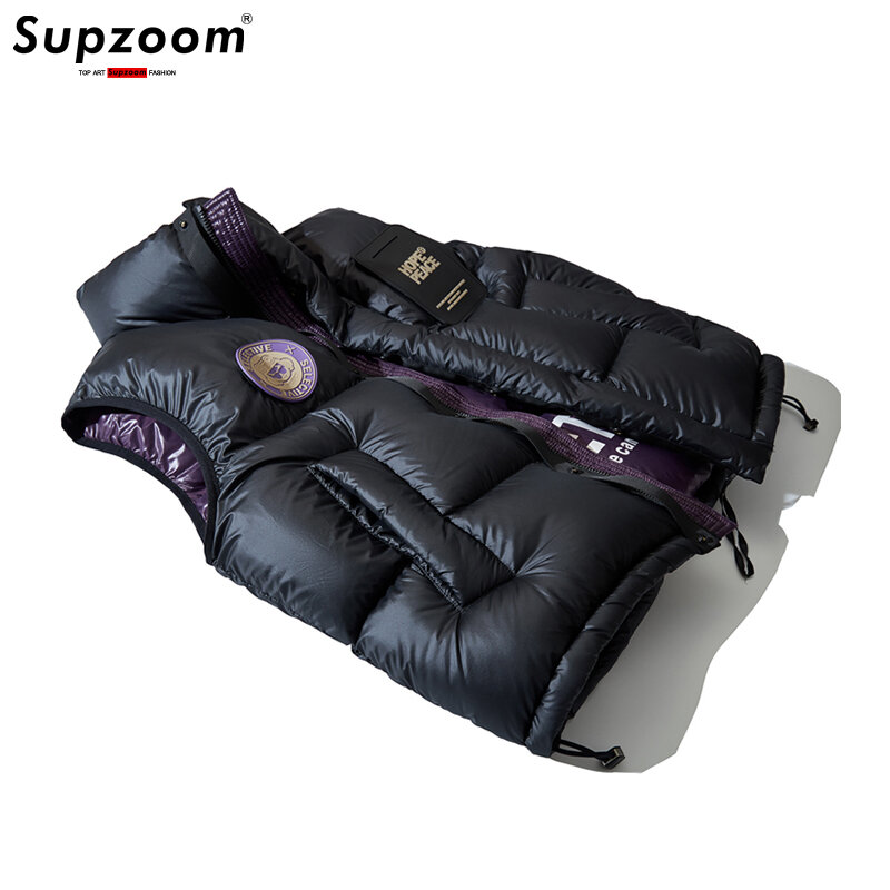 Supzoom-Leather الوقوف طوق أسفل سترة للرجال والنساء ، رسائل ، الدافئة ، سميكة ، قمة الموضة ، وصول جديد ، الخريف والشتاء ، 2023