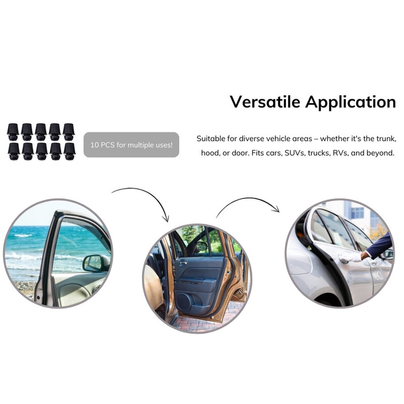 Amortiguador Universal de goma para puerta de coche, almohadilla protectora negra de 20x10mm, accesorios interiores para Hyundai K3, K4, K5, 10 piezas