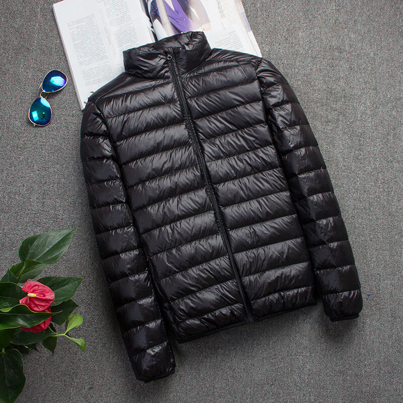 남성용 슈퍼 라이트 후드 다운 재킷, 따뜻한 슬림 코트, 가을 및 겨울 패션, 신상
