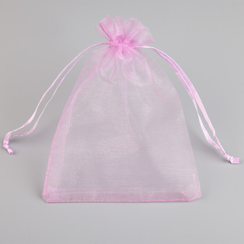 50pcs/Lot 9x12cm Small Organza Drawstring Pouch Bag for Party Gift