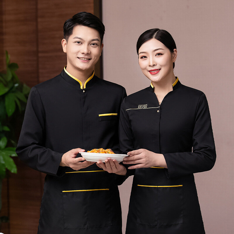 Dining Lobby Waiter Workwear Long Sleeve Women's Chinese Restaurant Hot Pot Restaurant Ethnic Style Characteristic Autumn and Wi