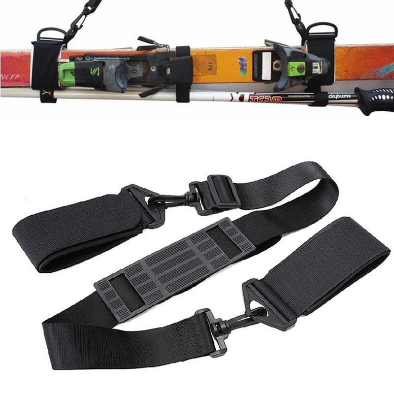 Skiing Pole Shoulder Hand Carrier Lash Handle Straps Adjustable Buck Hook Loop Protecting Black Ski Handle Strap For Ski board