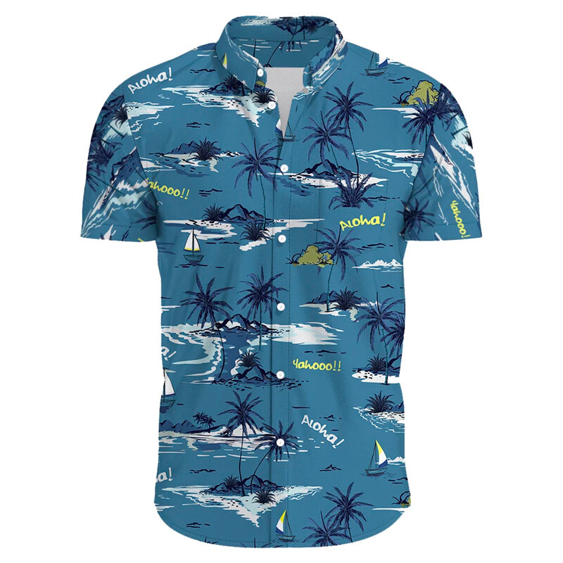 남성용 슬림핏 반팔 셔츠, 단추 다운 하와이안 셔츠, 최고의 선물, 비치 셔츠, 반팔 상의, 여름