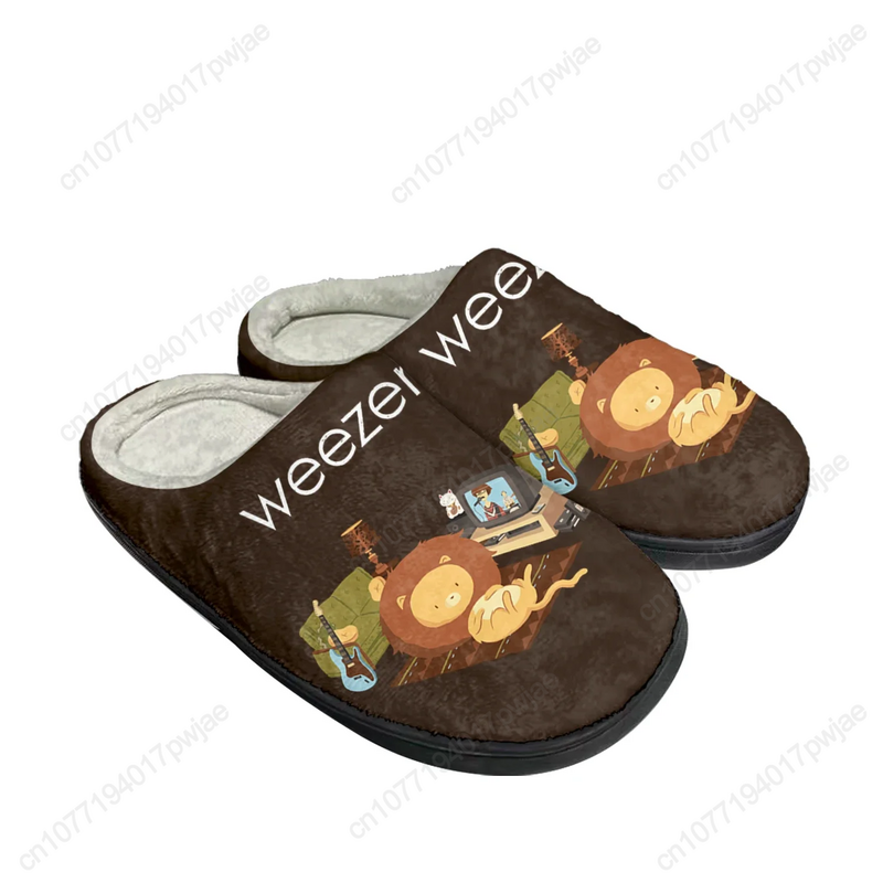 Weezer Pop sandal kustom katun rumah Band Rock sandal Pria Wanita mewah kamar tidur kasual Tetap hangat sepatu sandal termal hitam