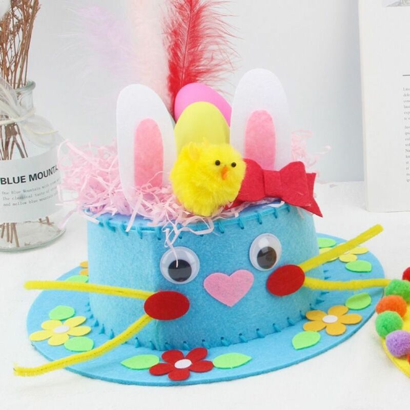Topi buatan tangan anak-anak untuk anak laki-laki perempuan DIY lucu kelinci Paskah pesta ulang tahun menari hiasan kepala topi anak kelinci
