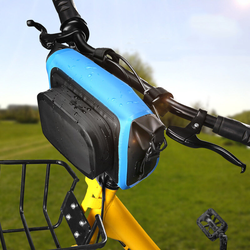 กระเป๋าพีวีซีกันน้ำกระเป๋าจักรยานด้านหน้ากระเป๋ามือจับจักรยานกระเป๋าจัดเฟรมจักรยานกระเป๋าโทรศัพท์ MTB กันน้ำกระเป๋าว่ายน้ำแบบพกพา
