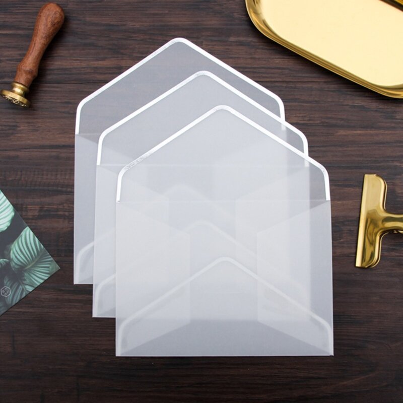 Sobre transparente de pulpa de madera, papel de ácido sulfúrico personalizado de gran capacidad, estampado en caliente, postal transparente