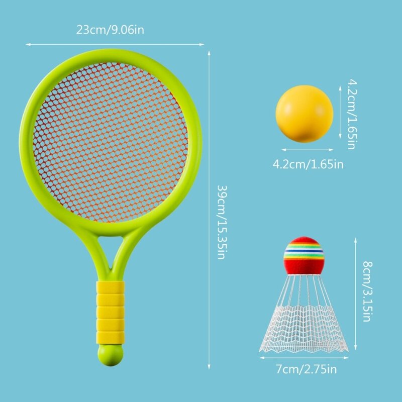 Raket tenis anak-anak, bola latihan lembut Kok Badminton raket keluarga interaktif mainan olahraga warna-warni perlengkapan permainan baru