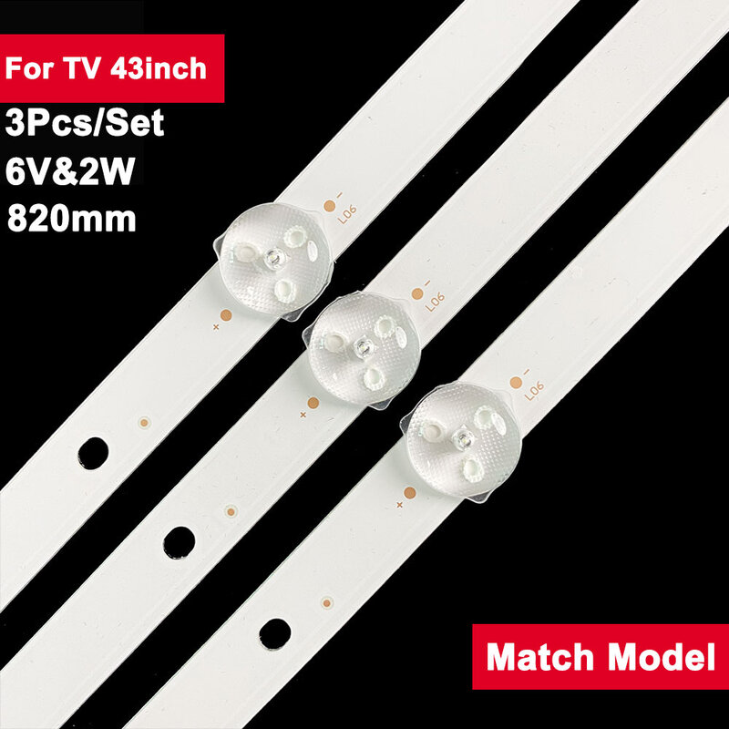 3Pcs 820mm Led Backlight Strip TV Lens For 43inch TV HL-00430A30-0402S-01 A3 3X8 3080543Z10DTZ001 TV-led 43fhd100t2