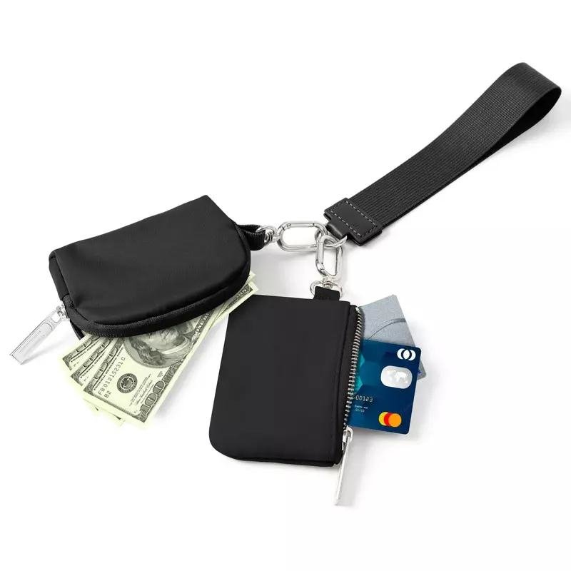 Mini Zip Around Wristlet Wallet para mulheres, bolsa dupla Wristlet, portátil para Lulu, bolsa de limão, porta-moedas