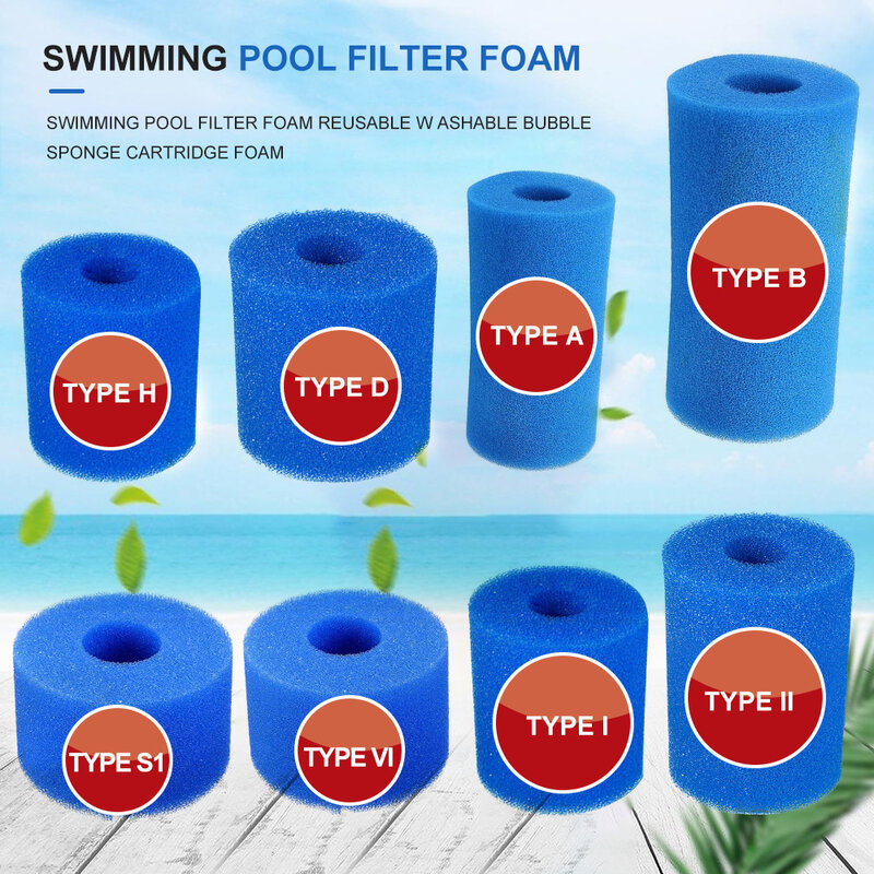 Filtro de piscina eficiente y rentable, Cartucho de esponja de espuma para Tipo I/II/VI/D/H/S1/A/B