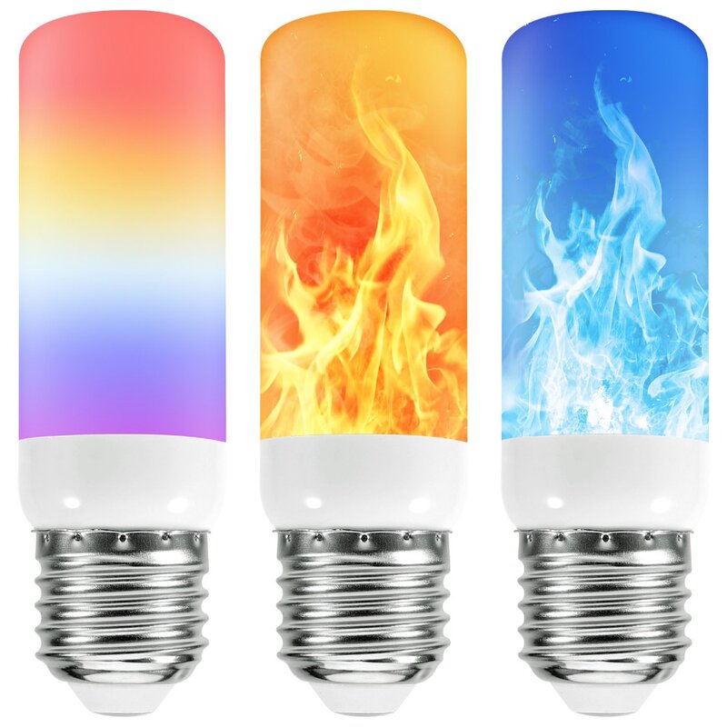 Lâmpada de fogo ardente ao ar livre, LED Fire Flame Bulb, 4 modos, efeito de fogo, E27