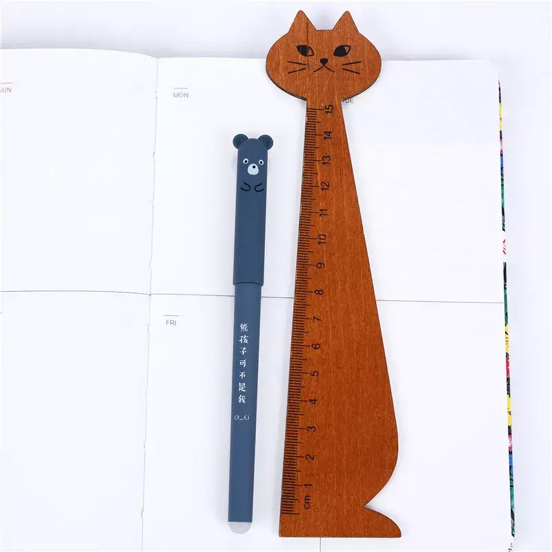 4 sztuk/zestaw Kawaii świnia niedźwiedź kot mysz zmazywalny żel długopis szkolne materiały biurowe biurowe prezent 0.35mm niebieski czarny atrament