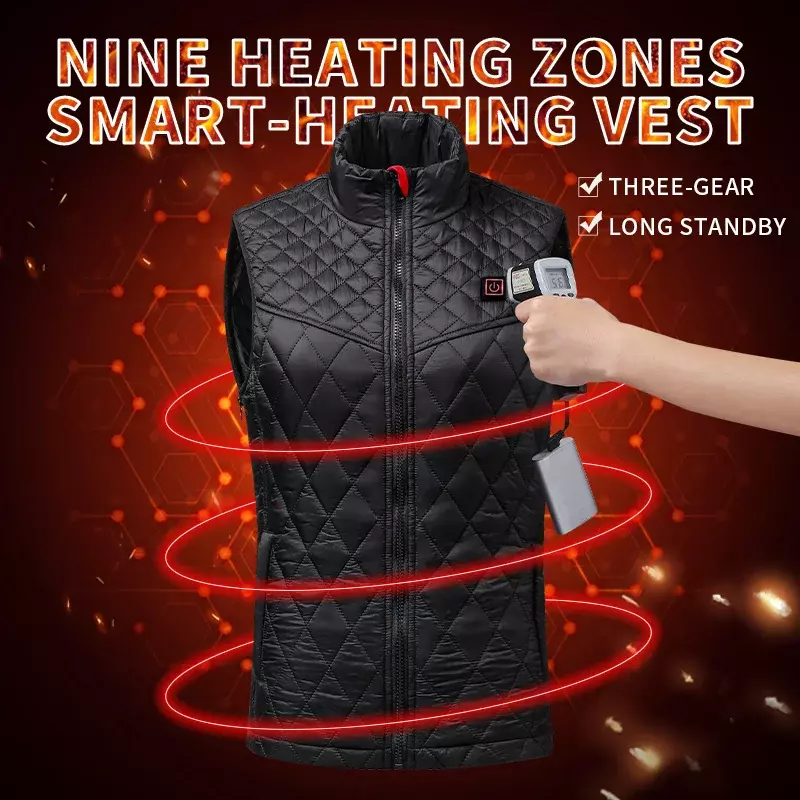 Gilet riscaldato giacca invernale da uomo giacca termica elettrica da donna giacca da campeggio all'aperto con gilet riscaldato USB a infrarossi