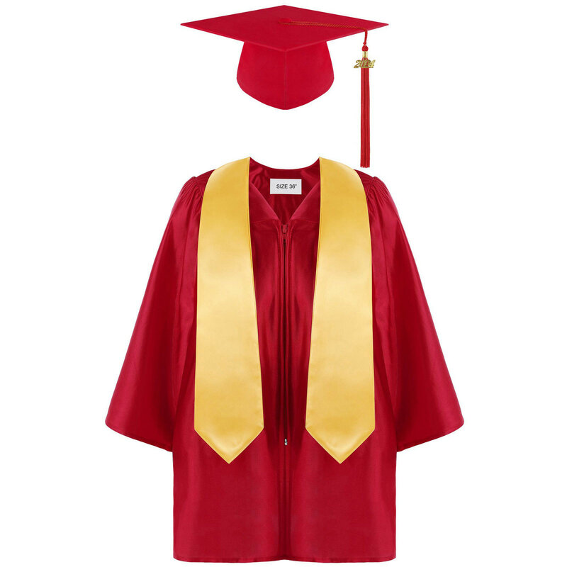 子供のための幼稚園の卒業ドレス、タッセル付きのキャップユニフォームセット、バッジ、男の子、卒業式サッシ、子供サイズ、2024