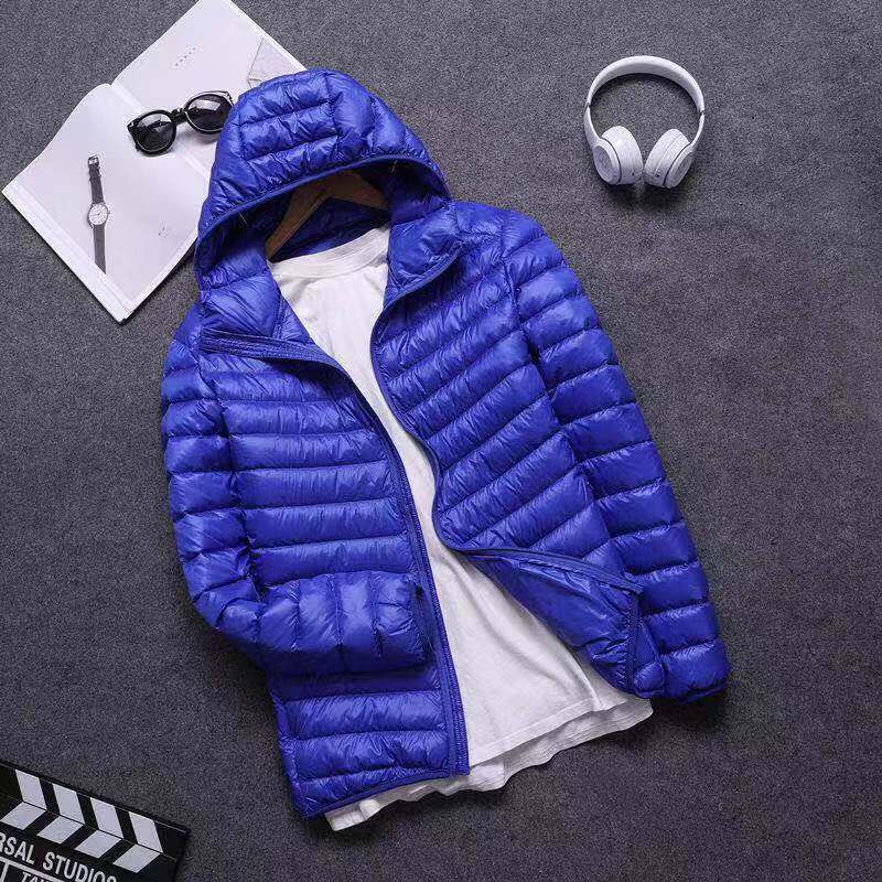 Autumn Winter Men Solid Basic Hooded Parkas Fashion Versatile Long Sleeve Male Clothes Down Cotton Lightweight Warm Casual Coats
