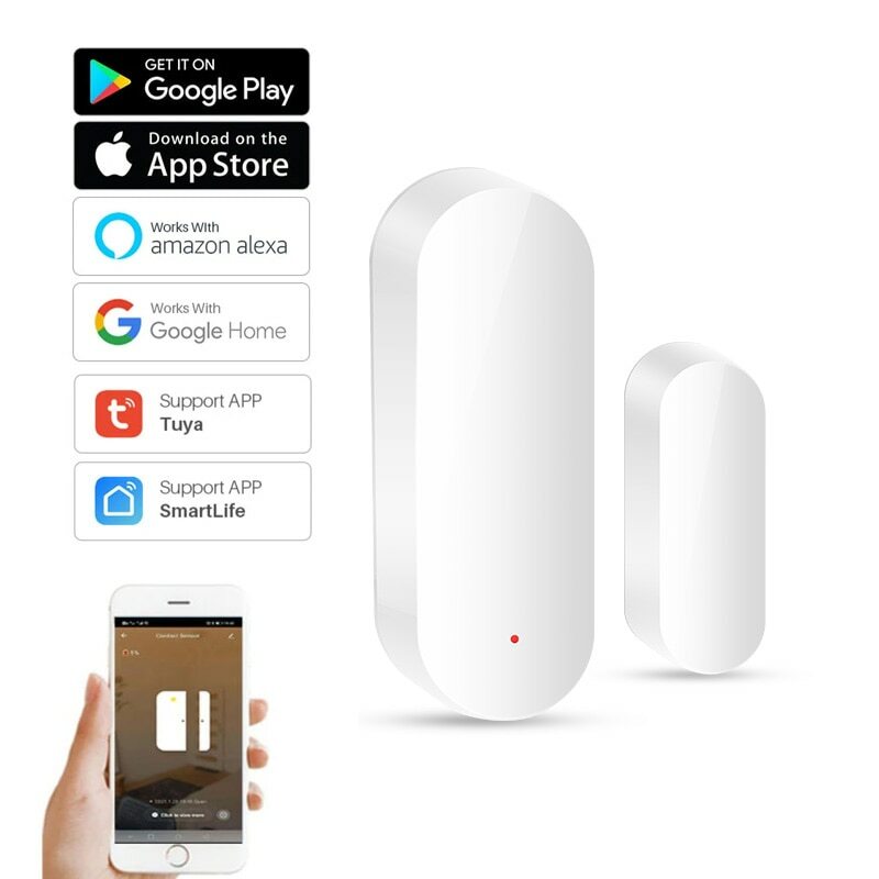 Ty001 Tuya Smart Wifi Deur Sensor Open Close Detector Smartlife App Control Notification Compatibel Met Alexa Google Home