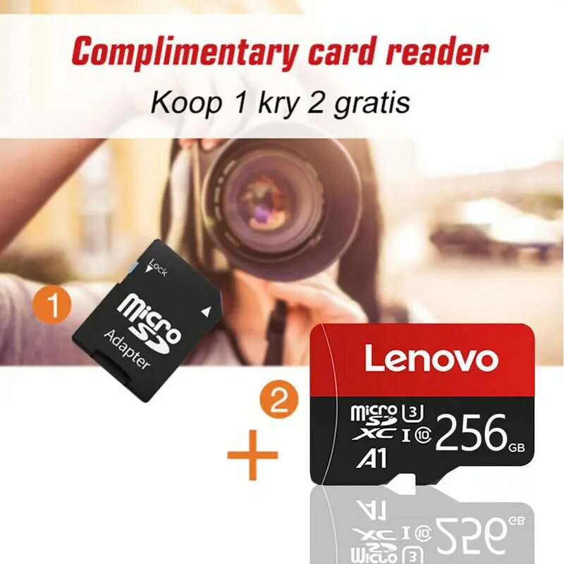 Lenovo-Original Micro TF Mini SD Card, Cartão de memória Flash para telefone, computador, câmera, 256GB, 512GB, 128GB, 64GB, 1TB, transporte da gota