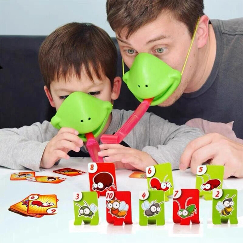 Praktische Witze Frosch Maske Karte Spielzeug gierig Chamäleon Eidechse herausragen Zunge Frosch blasen Desktop Eltern-Kind Kampfspiel