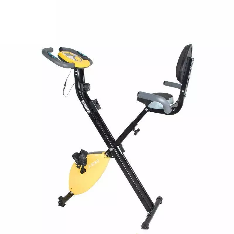 Bicicleta ereta magnética dobrável do exercício, resistência ajustável, altura de assento, uso interno, economia do espaço