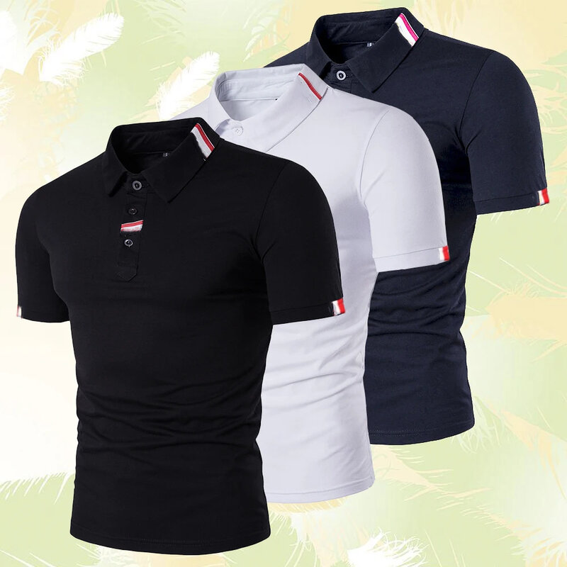 Neue Feste Farbe Herren Polo Shirts Kurzarm Casual Mode Sommer Revers Männlichen Tops