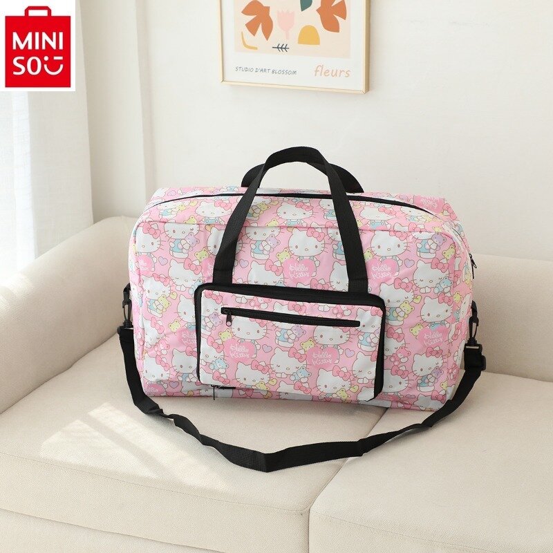MINISO-Bolso de viaje plegable y práctico para mujer, bolsa de equipaje de alta calidad, Oxford, Spin, Hello Kitty, Jade, Gui, perro impreso