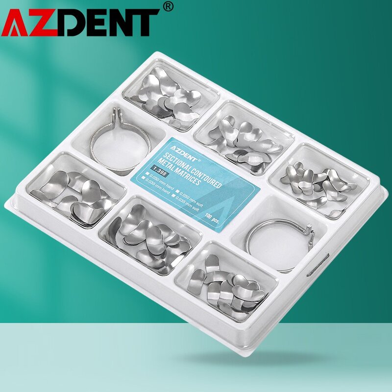 100 Pcs/Box  Dental Sectional Contoured Matrix Bands Wedges S/M/L