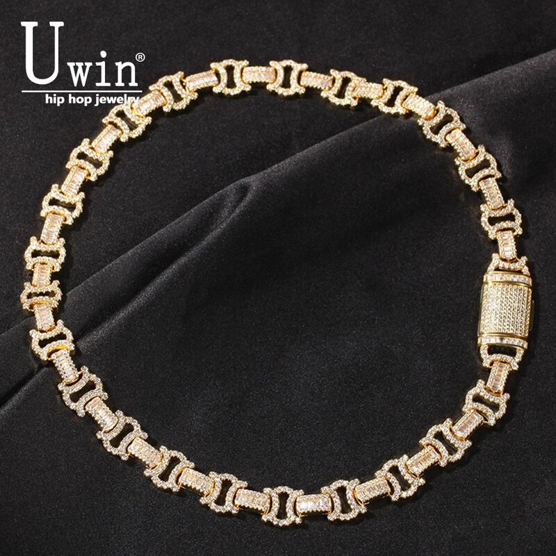 Uwin 12,5 мм Византийская цепочка с фианитами, ожерелья, украшенные фианитами золотого цвета, роскошные украшения с цирконом, модные украшения в стиле хип-хоп