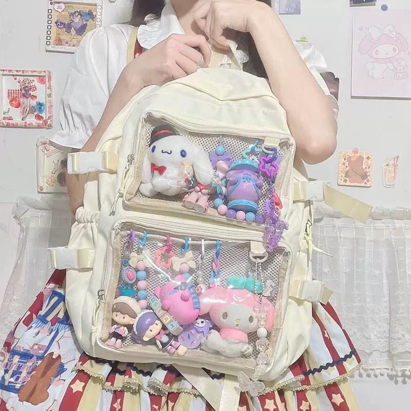 Japanese Kawaii Itabag Women New 2024 Transparent Backpack Women Large Capacity Ita Backpack School Bags For College Student JK