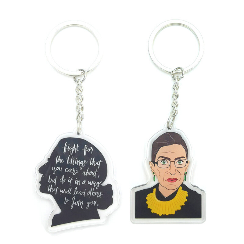 Nữ Quyền Ruth Bader Đã Ginsburg Nam Nữ Móc Khóa Phụ Kiện Đáng Yêu Túi Mặt Dây Chuyền Chìa Khóa Acrylic Hoạt Hình Người Bạn quà Tặng