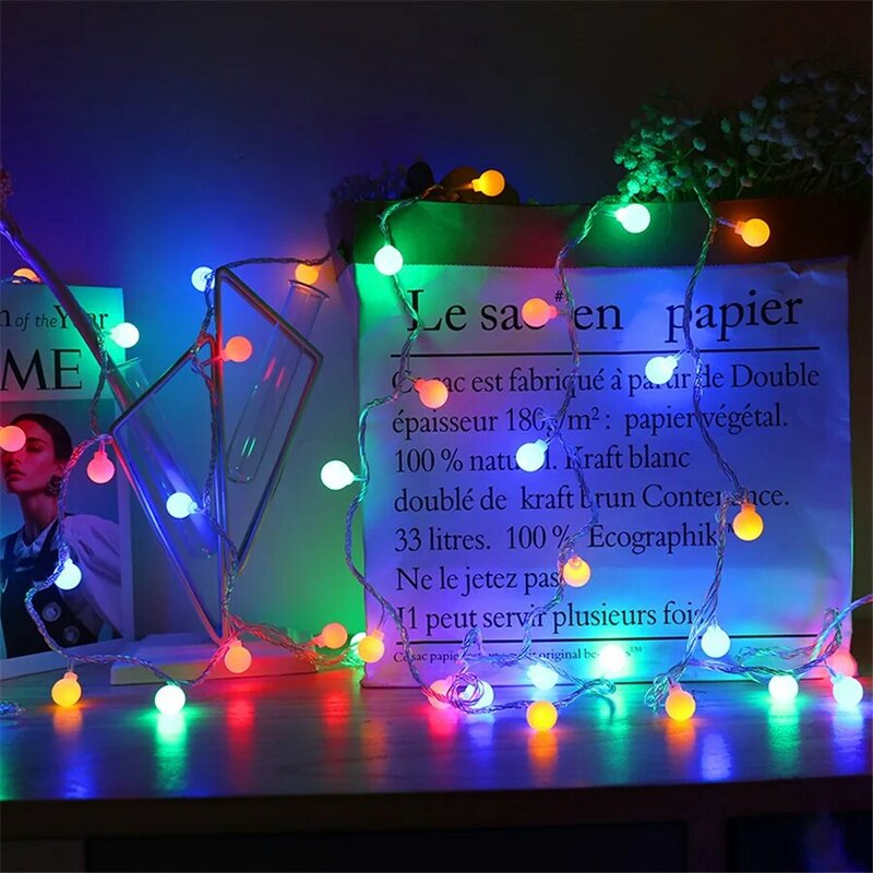 20/40/80 LED Christmas Garland String Lights alimentato a batteria Globe Ball Fairy Lights per Xmas Tree Party Wedding capodanno Decor